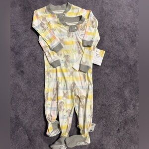 Burts Bees Baby Organic Cotton Footed PJ Romper Sleeper Bunnies 2 pack